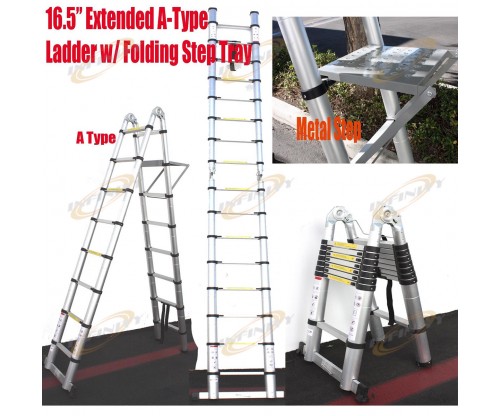 16.5 Feet A-Type Multi-Purpose Extension Aluminum Telescopic Telescoping Ladder